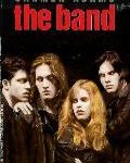 four teens on a black cover; three guys and one girl, all white, wearing leather and pouty expressions, very 80s and 90s vampire style