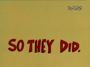 red words "so they did" on a tan background
