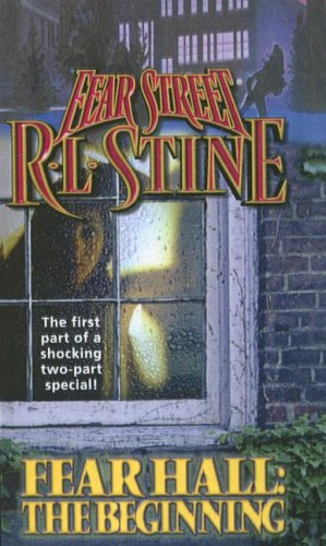 cover of Fear Hall The Beginning by R. L. Stine shows a white girl behind a window looking out and appearing scared